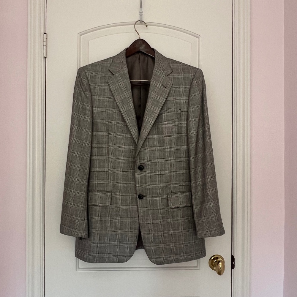JOSEPH ABBOUD NORDSTROM Men's Sport Coat black/white and grey Windowpane plaid